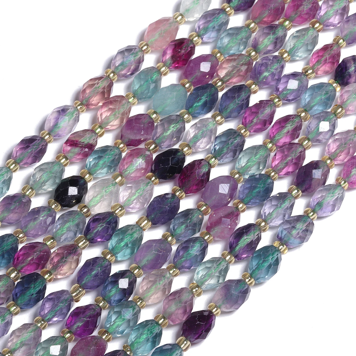 8x6mm AAA Faceted Oval Stone Natural Colorful Fluorite Spacer Beads For Jewelry Making DIY Bracelets Accessories 7.5inch