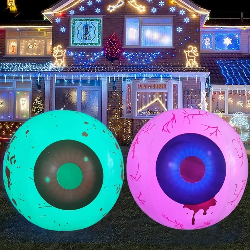 

Halloween Horror Atmosphere Decoration 3D Ornaments Props LED Lights Luminous Inflatable Ballons Eye Beads Air Mold Party Decor