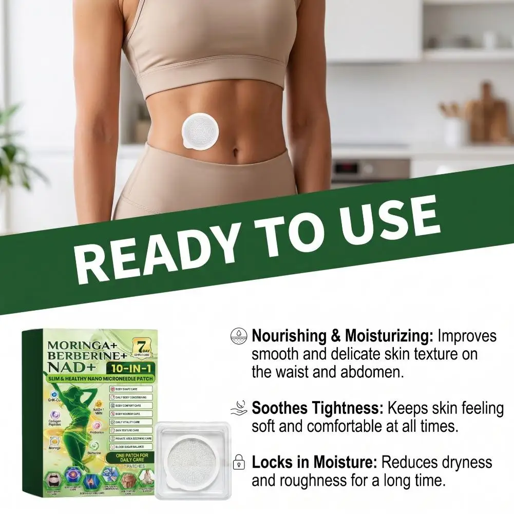 10 in 1 Advanced Microneedle Moringa Berberine NAD+ Weight Loss Patch Slimming Aid Moringa Infused For Arm, belly, leg Fat Burn