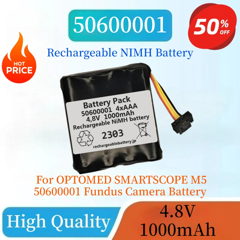 

New High-quality 4.8V 1000mAh Rechargeable NIMH Battery For OPTOMED SMARTSCOPE M5 50600001 Fundus Camera Battery