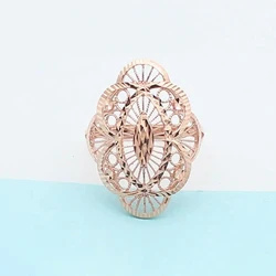 585 Purple Gold 14K Rose Gold High End Elegant Openwork Design Engagement Jewelry Adjustable Index Finger Rings for Women