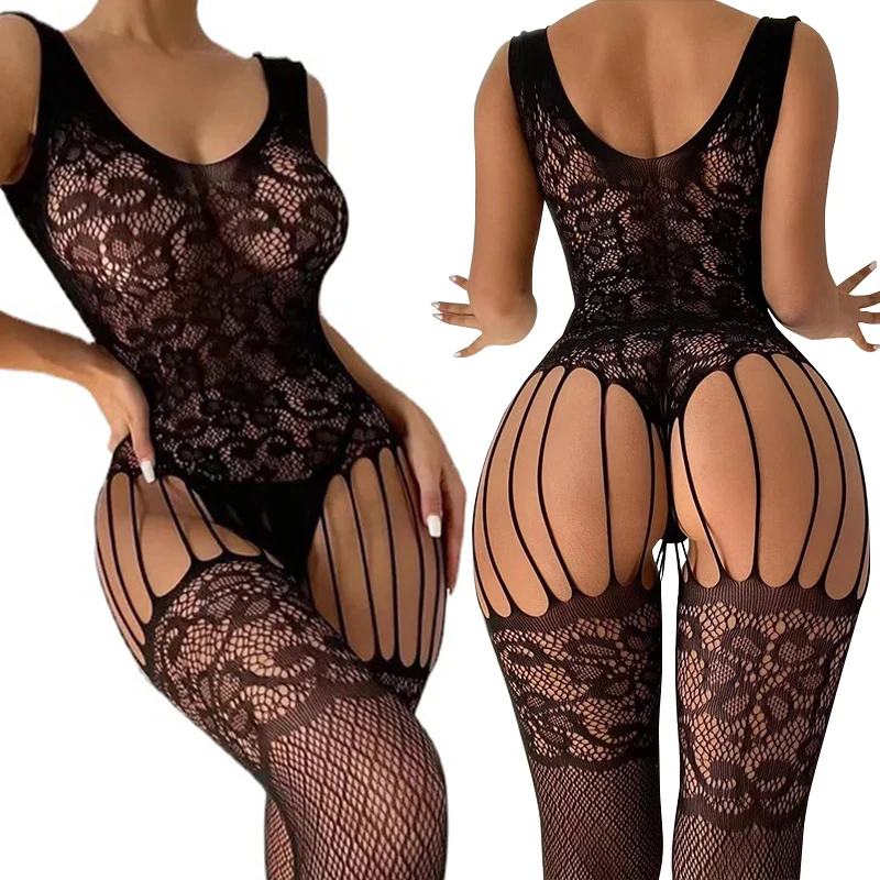 Crotchless Teddy Bodysuits Ultra Sexy Lingerie Women Hollow Open Bra Underwear Erotic Apparel Fishnet Bodysuit & Bodystockings