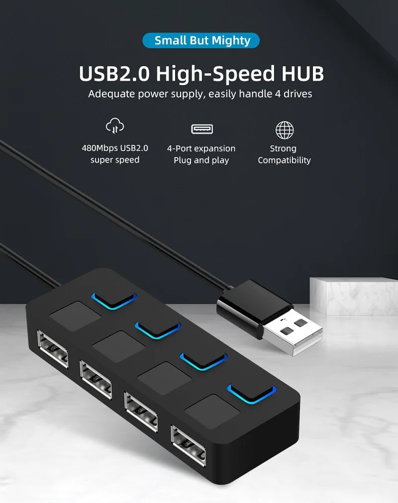 컴퓨터용 USB 2.0 허브, USB 분배기, USB 확장기, Win95, OSR2, 98SE, Me, 2000, XP, VISTA, win7, 8/10, 4 포트