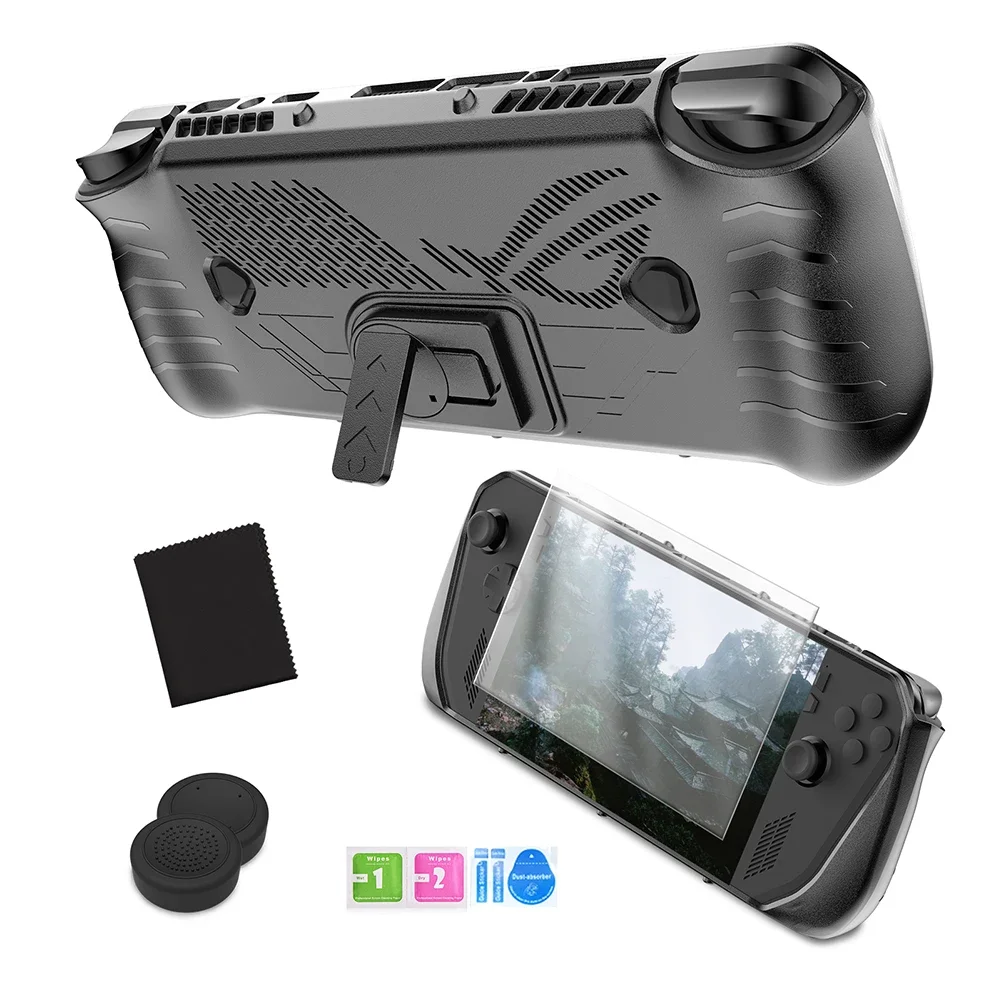 For Asus ROG Ally X TPU Protective Case Cover Shockproof with Stand Protector Shell Sleeve All-round Protection Game Accessories