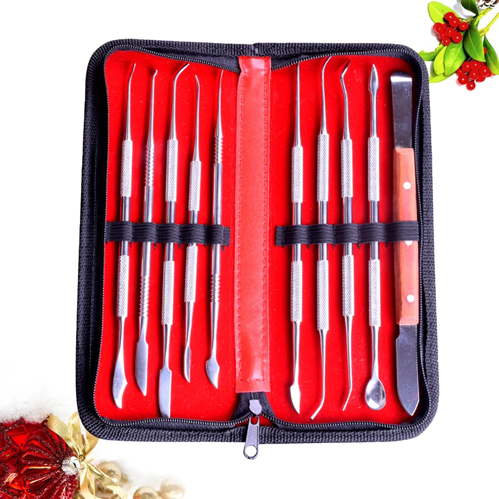 10PCS/Set Wax Engraving Kit Stainless Steel Wax Spatula Wax Carving Tool Set for Dental Use (Silver)