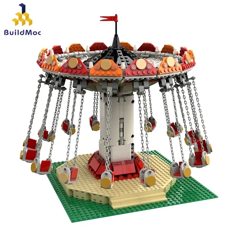 Bricks Compatible MOC-36035 10257 Swing Ride Friend Amusement Park Blocks Roller Coaster Figure Model Toys  Children Girls