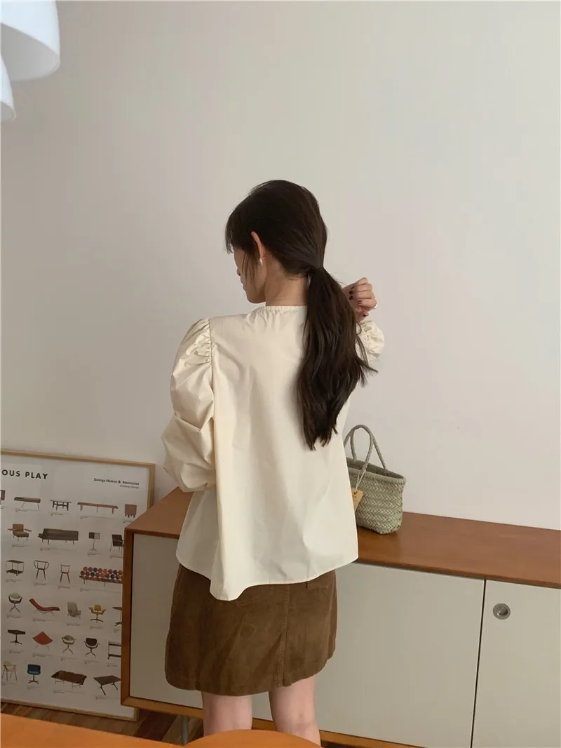 Summer Women Blouse Spring Shirt Female Woman Blouse Maxi Blusas Chiffon Casual Elegant Vintage Long Sleeve Oversize Loose White