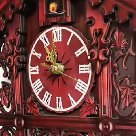 Wall Clock with Large for roman Numerals Featuring Vintage Handcraft Cuckoo and Tree House Swing Design for Home and Office