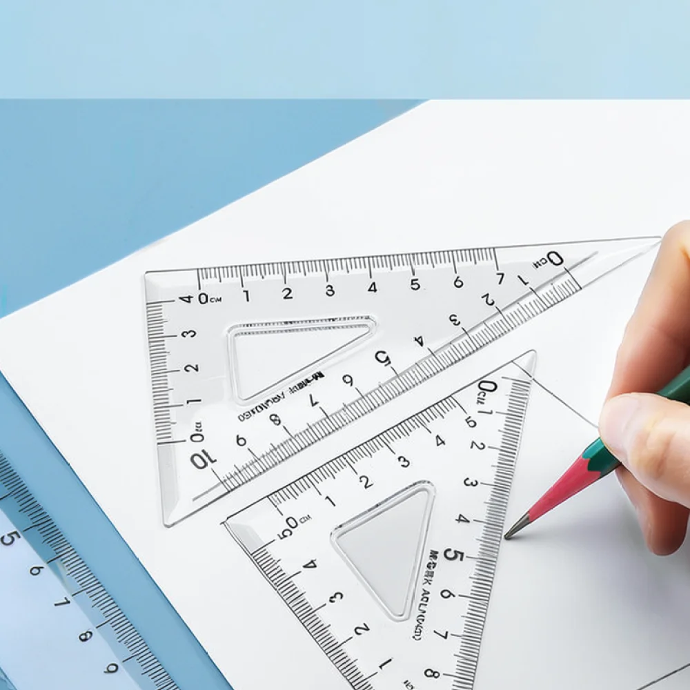 For Chenguang Stationery Geometry Ruler Kit Student Drafting Tools Transparent Measurement Supplies School Office Drawing Gear