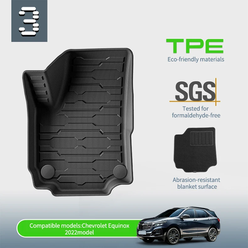 Car Interior Accessories Wholesale All Weather Designer pets Anti Slip Rubber Luxury Custom Universal TPE  Floor Mats