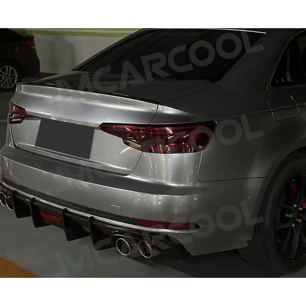 Gloss Black Rear Bumper Lip Diffuser Spoiler With Lamp for Audi A4 S4 B9 2017-2019 Sports S-line Rear Diffuser Body Kits