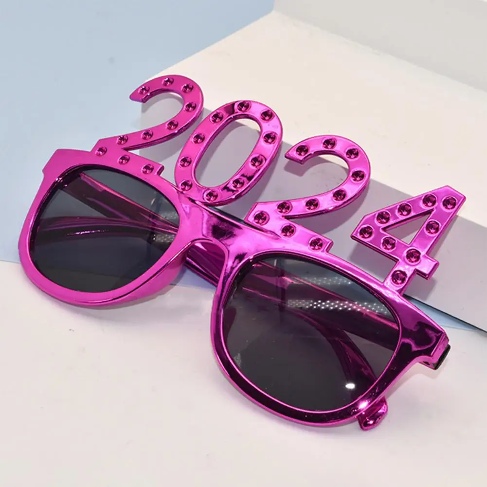 

2024 Sunglasses 2024 Rhinestone New Year Party Glasses Shining 3d Eyewear for Christmas Number Spoof Props New Year Glasses