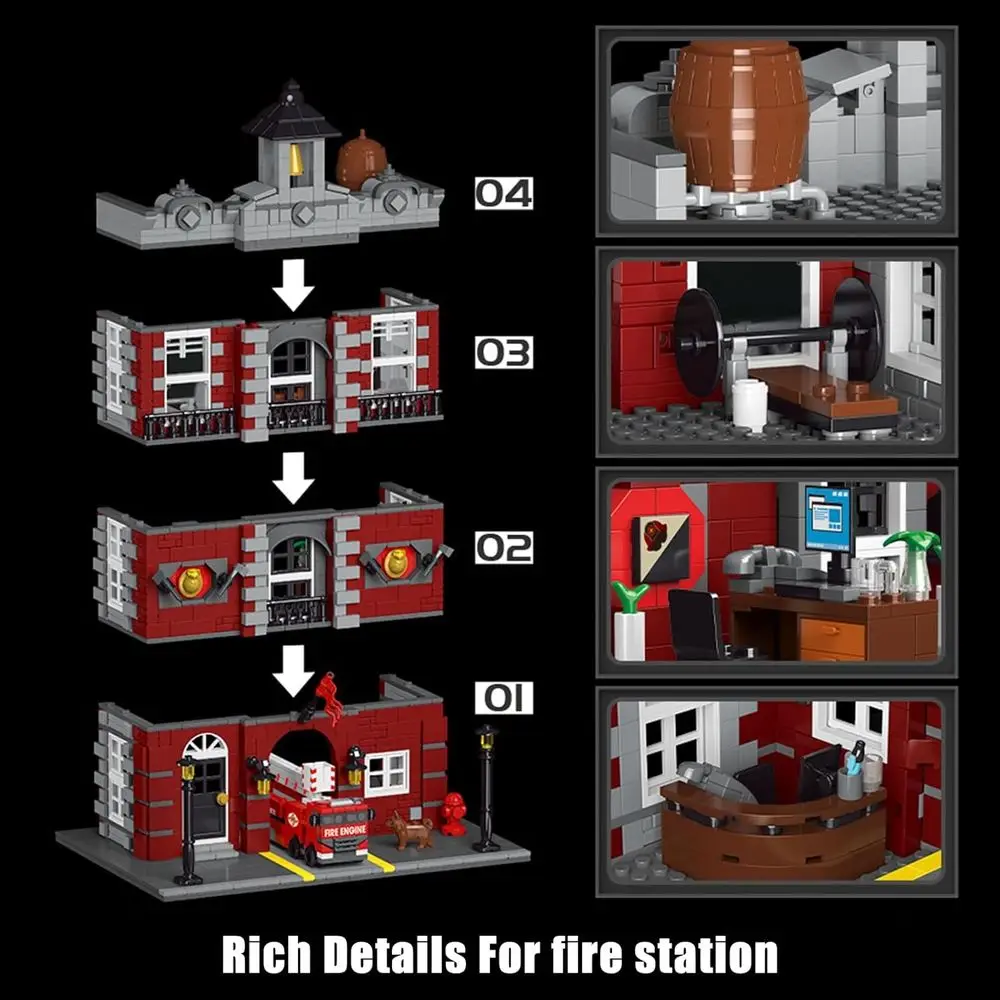 Conjunto de blocos de construção de caminhão de bombeiros para adultos, brinquedo de motor de fogueira, 1823 peças, presente de aniversário ideal e decoração de mesa