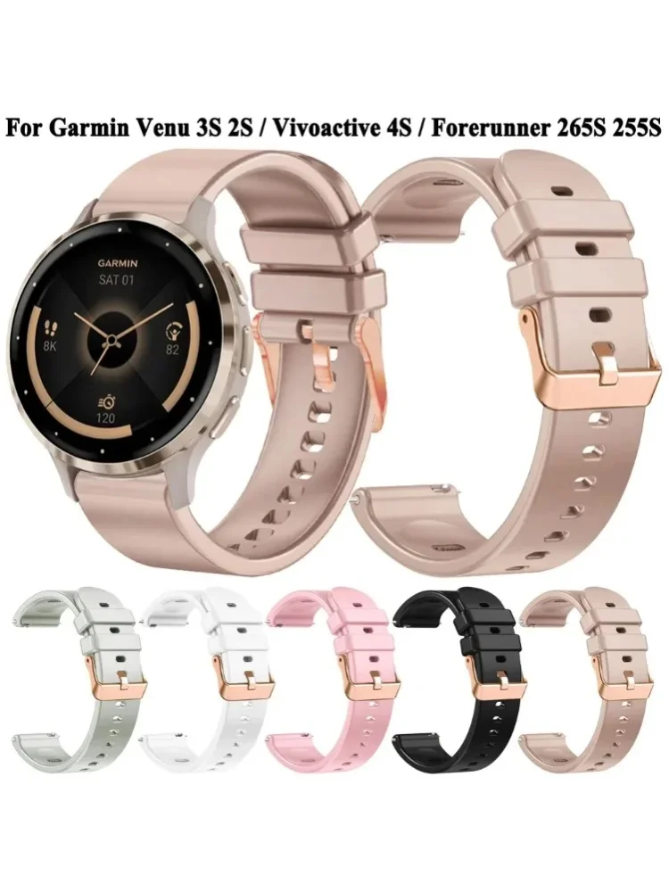 18mm Damen Silikon Smartwatch Armband für Garmin Venu 3S 2S Vivoactive 4S Forerunner 265S 255S Armband Uhrenband
