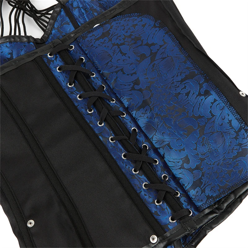 Women Steampunk Zipper Overbust Corsets Bustiers Floral Tops Sexy Vintage Halter Neck Tube Bustiers Gothic Plus Size Lingerie