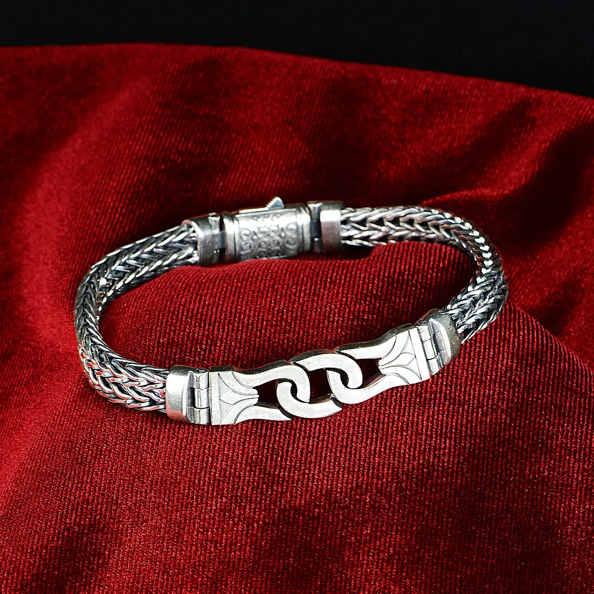 Men Silver Chain Bracelet , Handmade Chain Bracelet , 7mm Chain Bracelet , Thick Chain Bracelet ,925k Sterling Silver Bracelet