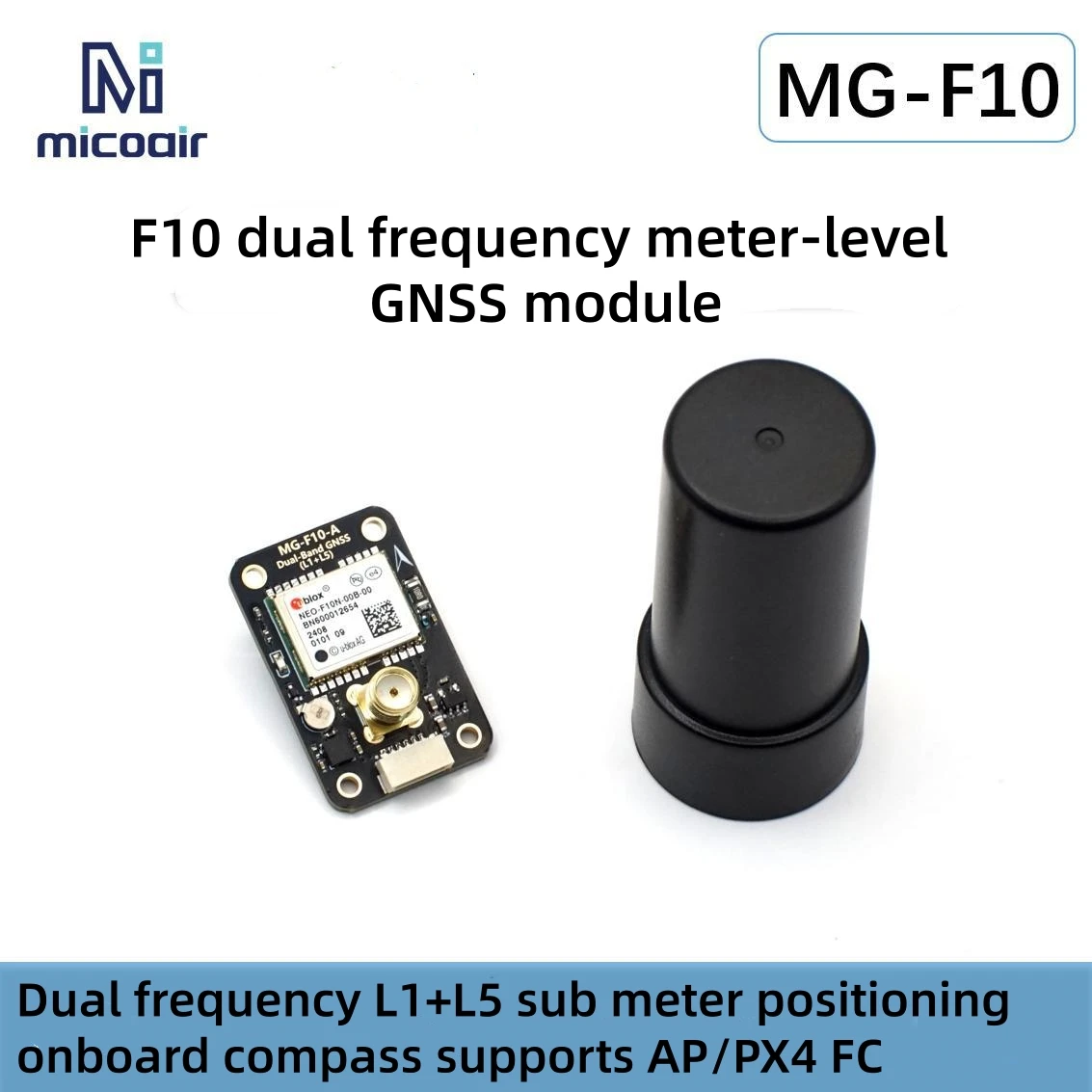 

Двухчастотный модуль GNSS MG-F10 L1 + L5 Модуль позиционирования дополнительного счетчика Двухчастотная GPS 4-рычастотная спиральная антенна