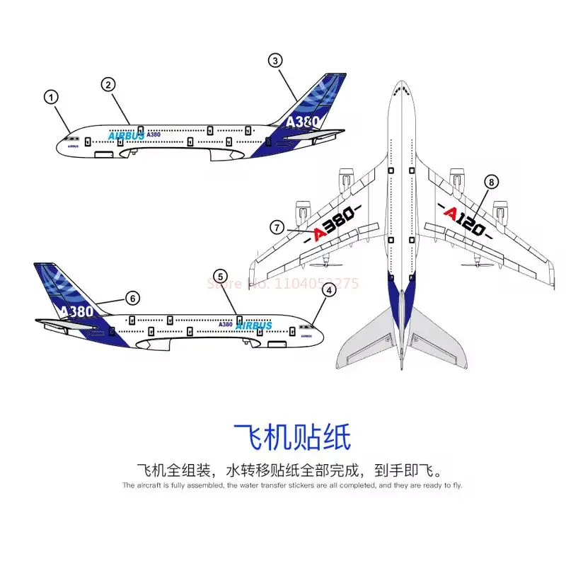 Rc A380 Aviation Model Remote Controlled Aircraft Xka120 Airbus 2.4g 3-Channels Glider Fixed Wing Aircraft Kid'S Outdoor Toy