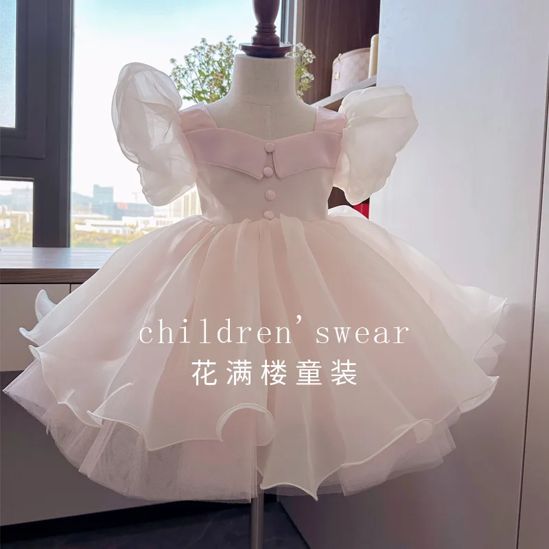 

Платье принцессы, новинка 2025, стильное пышное платье для девочек на день рождения, первый наряд с цветком