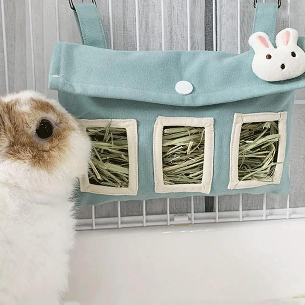 Rabbit Hay Feeder Bag Washable Large Capacity Hanging Feeding Sack Hay Dispenser For Rabbit Guinea Pig Chinchilla Supplies