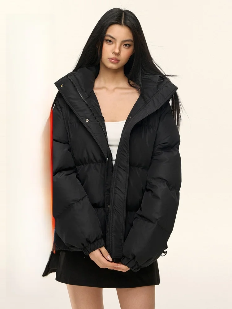 

American Retro Thiened Bread Coat ex Loose High-End Cotton Jaet Couple Matching Winter Outerwear Zipper Closure Hooded