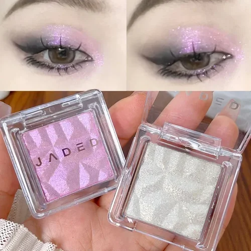 Paleta de maquillaje resaltador de diamante púrpura rosa, brillo monocromático de luz de luna, sombra de ojos púrpura de alto brillo, cosméticos de contorno