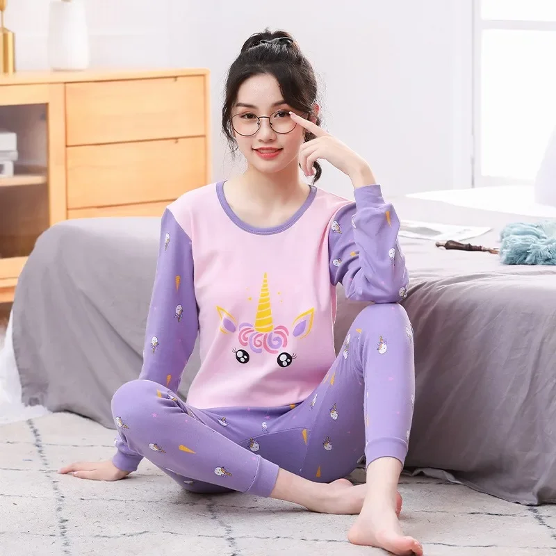 Girls Pajamas Sets 8 to 9 10 11 12 13 14 15 16 18 Years Cotton 100 Toddler Kids Pijamas Long Sleeve Cute Pyjama Pink Unicorn Pjs