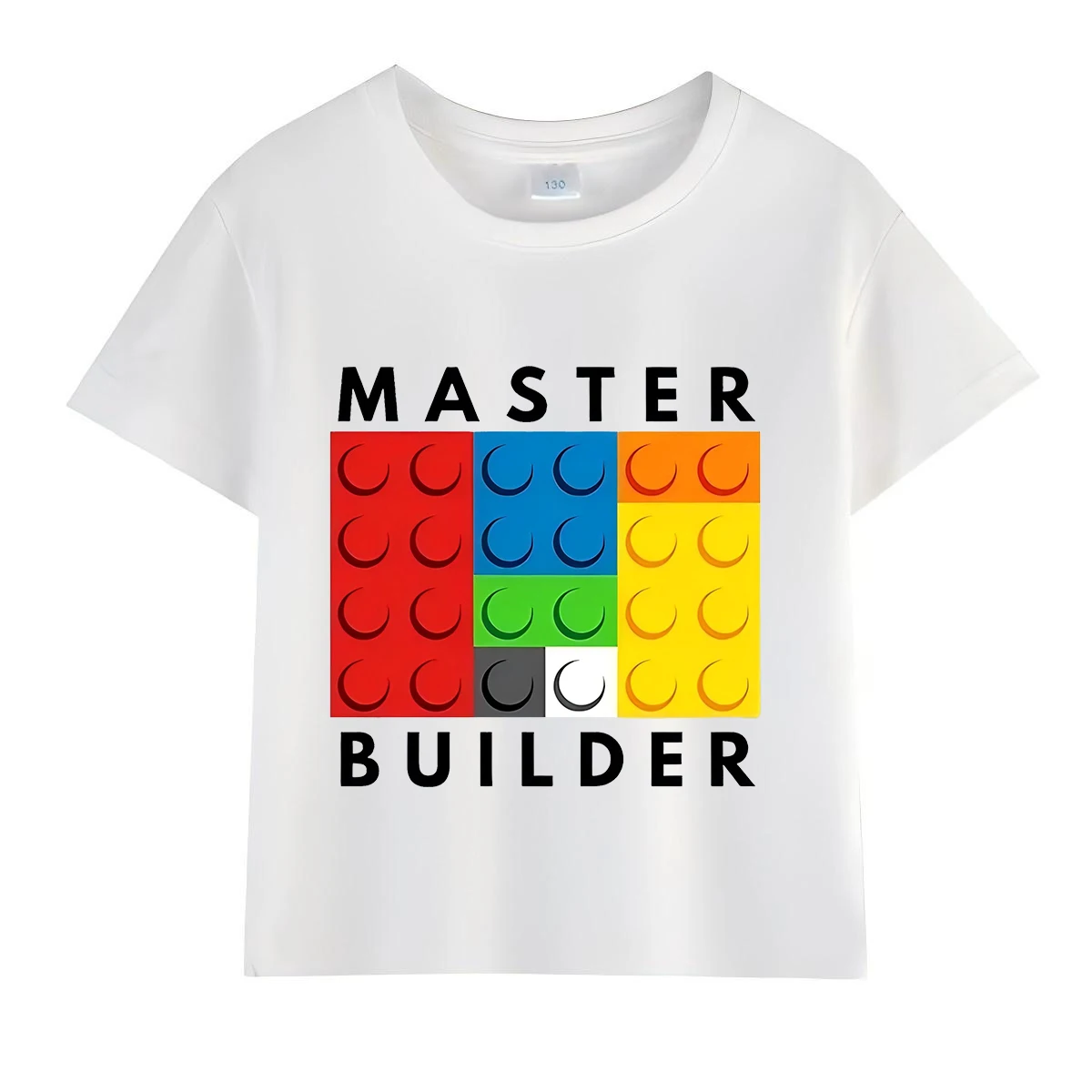 Master Builder Kids T-Shirt for Boys And Girls Summer Pure Cotton Short-Sleeved Casual Top Children's Gift