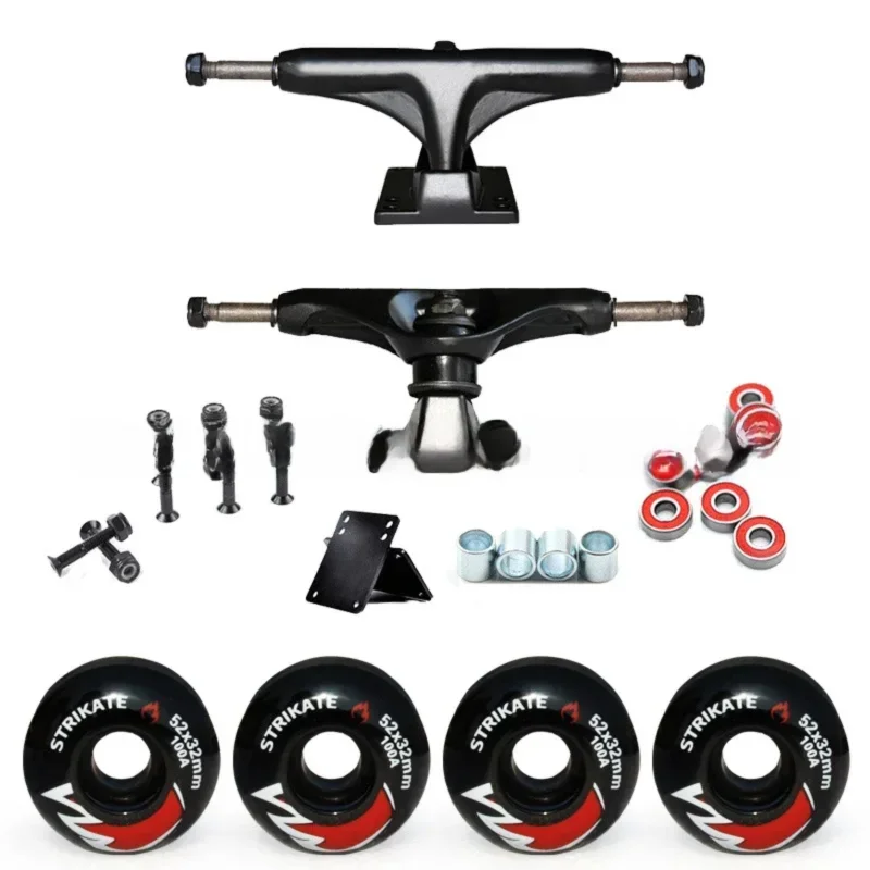

Complete Adult Skateboard Trucks Wheels Combo 5 Inch Bracket 52x30mm 101A High Rebound PU Wheels for Street Skating