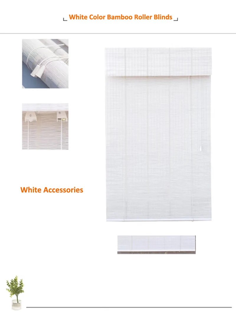 Fashion White Color Bamboo Roller Blinds for Window Blackout, Printed Curtain Shutter, Vintage Porch, Living Room, Bedroom