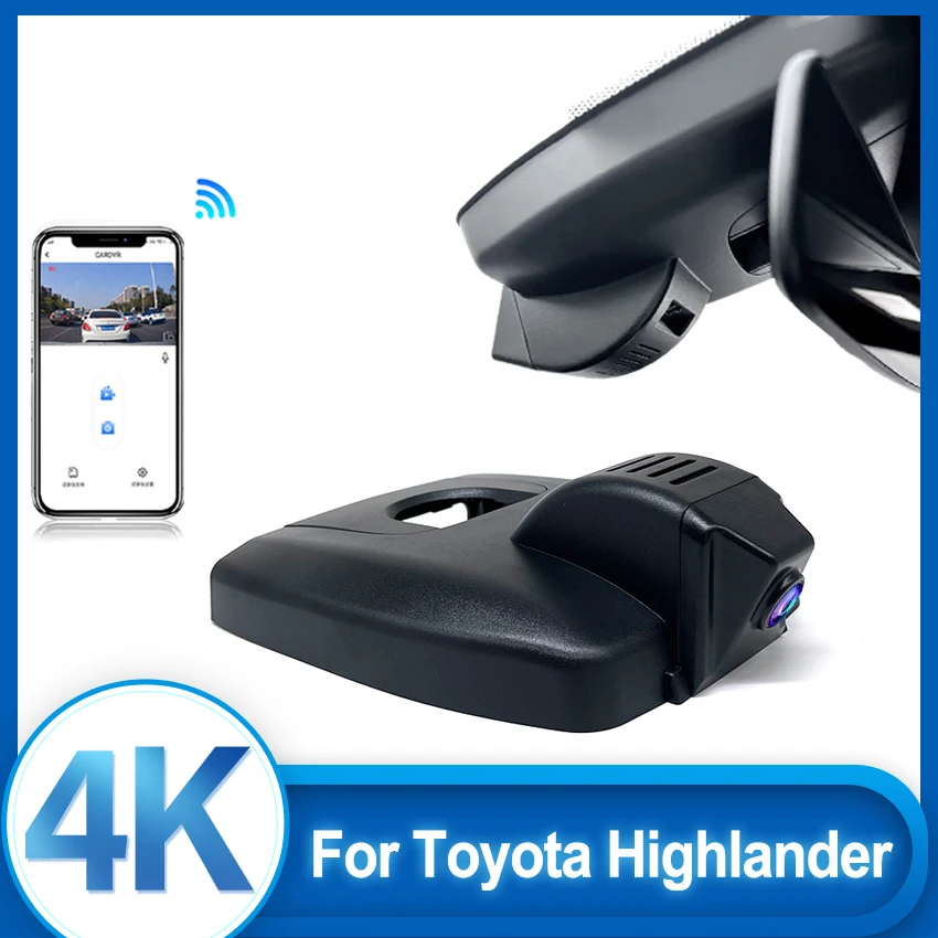 

Видеорегистратор для Toyota Highlander XU70 XU50 2024 2023 2022 2021 2020 2019 2018 2017, 4K DVR-рекордер, автомобильные аксессуары