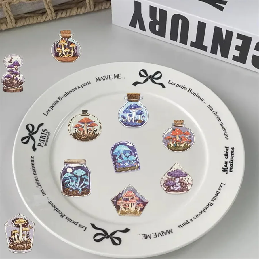 50 قطعة ملصقات الفطر خمر لأجهزة الكمبيوتر المحمول الجمالية نابض بالحياة واضح الفطر الشارات لزجاجات المياه المجلات هدايا الحفلات