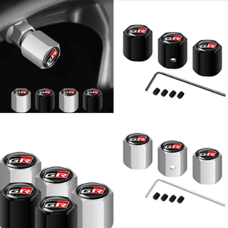 Car Wheel Tire Stem Air Valve Caps Rim Plugs For Toyota GR Sport Gazoo Racing Yaris Corolla Hilux Supra C-HR 86 Tyre Accessories