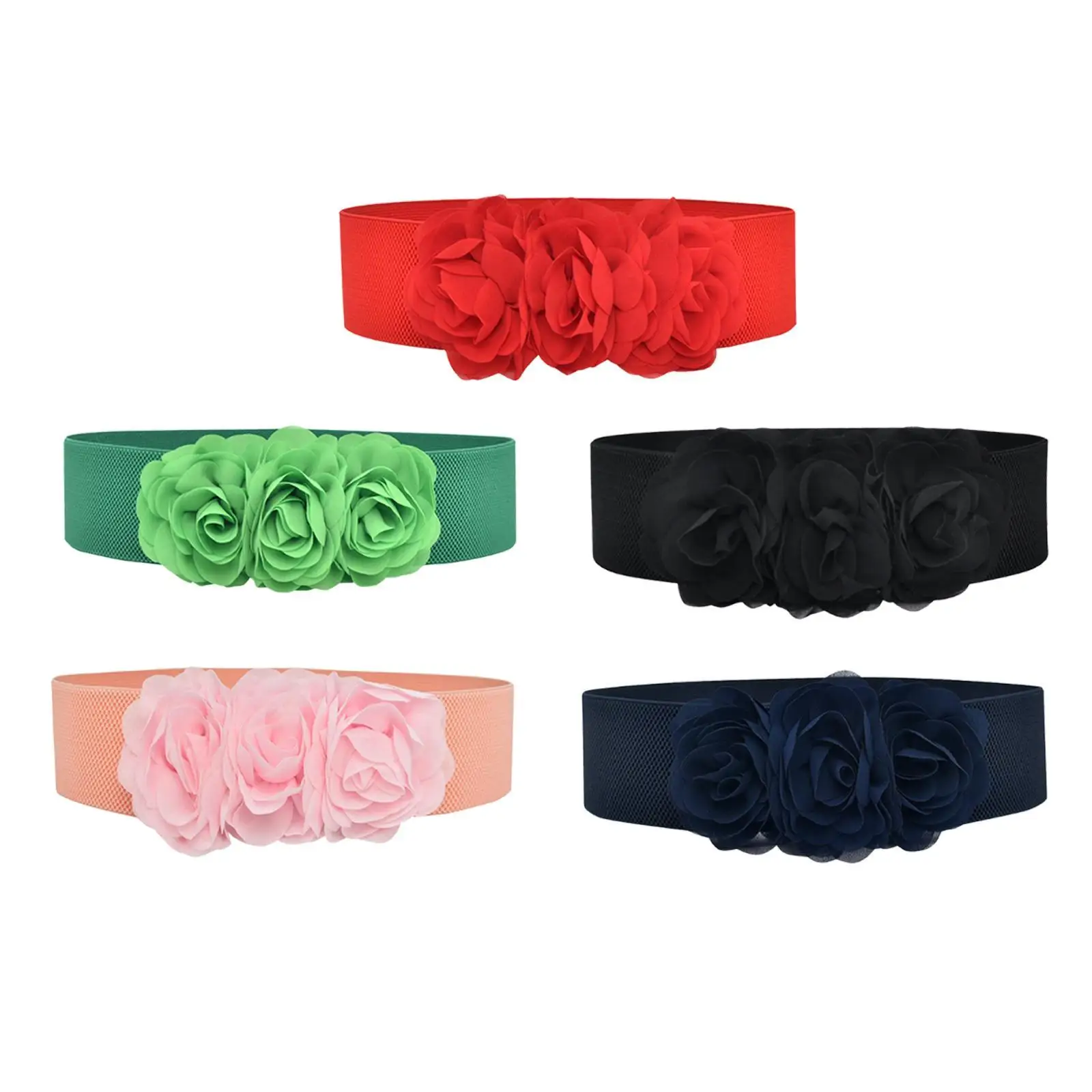 Women Wide Belt with Three Flower Design for Maxi Shirts And Sweaters