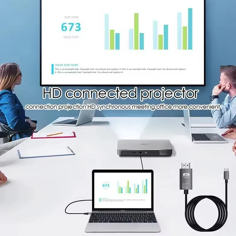 محول من النوع C إلى HDMI 4K 60 هرتز كابل من النوع C كابل محول HDTV لهاتف iPhone TV محول MacBook Air iPad Book Laptop