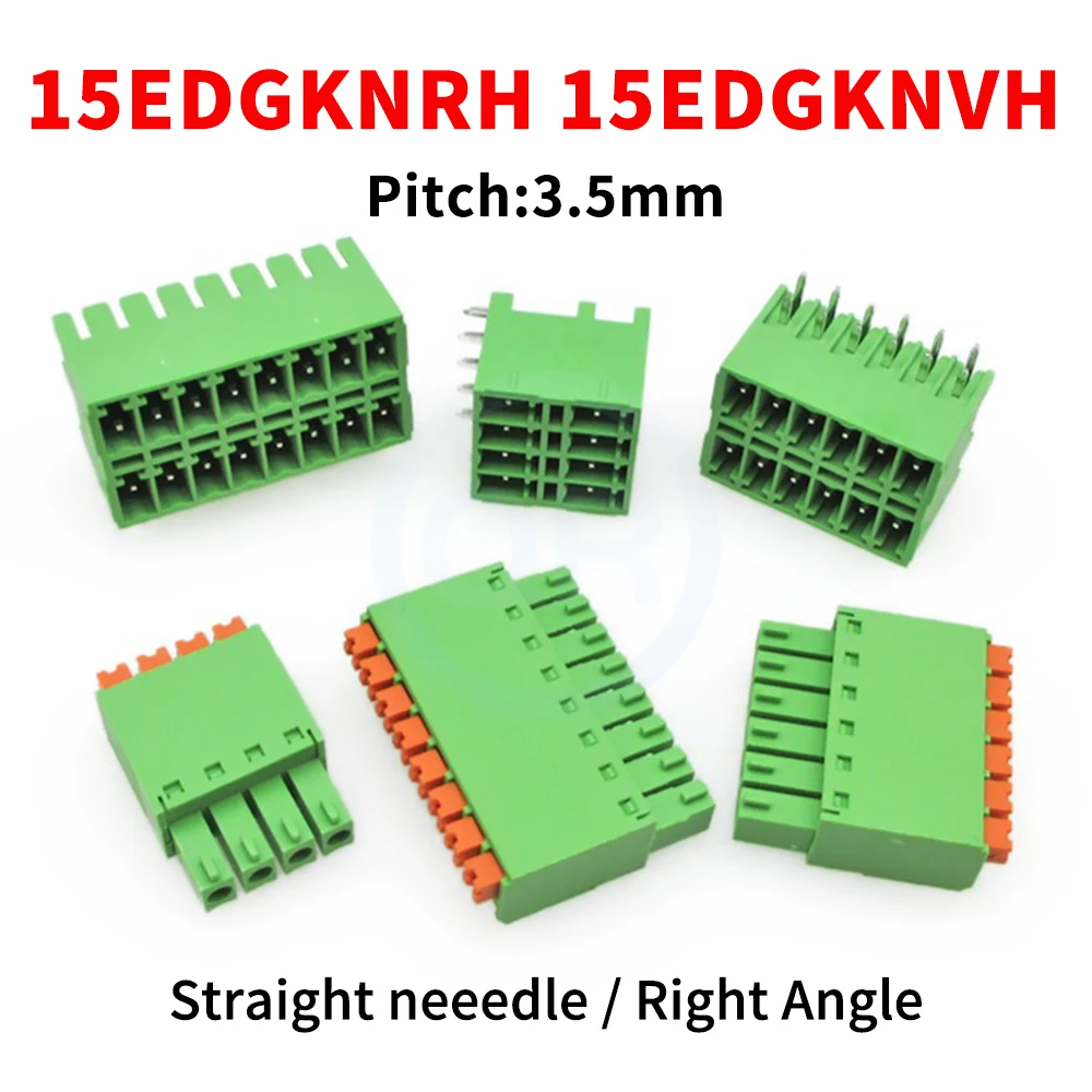 

(5 Sets) 15EDGKN + 15EDGKNRH / 15EDGKNVH 3.5мм безвинтовая пружина PCB двухслойный разъем правый угол/прямой контакт комплект 3.5mm 2EDGKN + 2EDGKRH / 2EDGKVH 3.5 2*2P~2*24P
