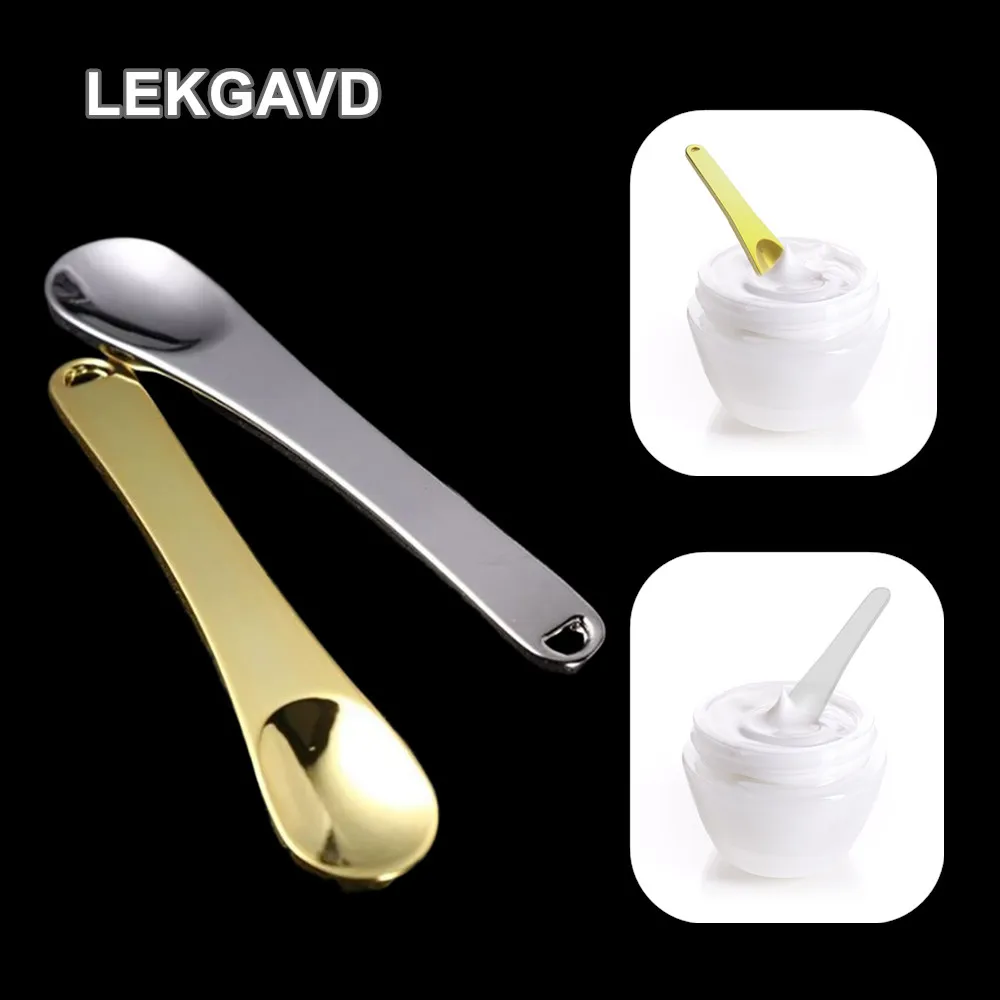 Metal Zinc Mini Cosmetic Spatula Curved Scoop Gold Silver Makeup Mask Cream Spoon Eye Cream Stick Face Body Makeup Tools