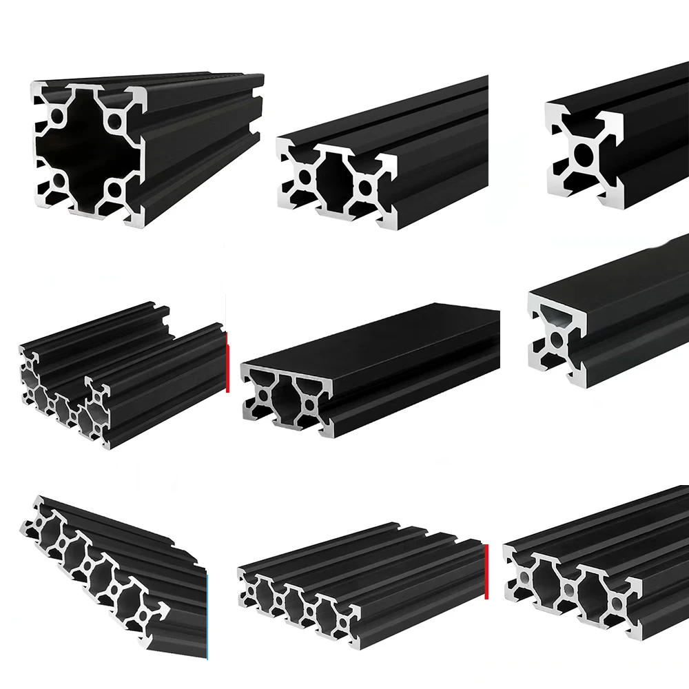 1PCS Black 4040 Double Slot V-slot Anodic Oxidation Aluminum Extrusion Profile for CNC 3D Printers Length 100-1000mm 40X40