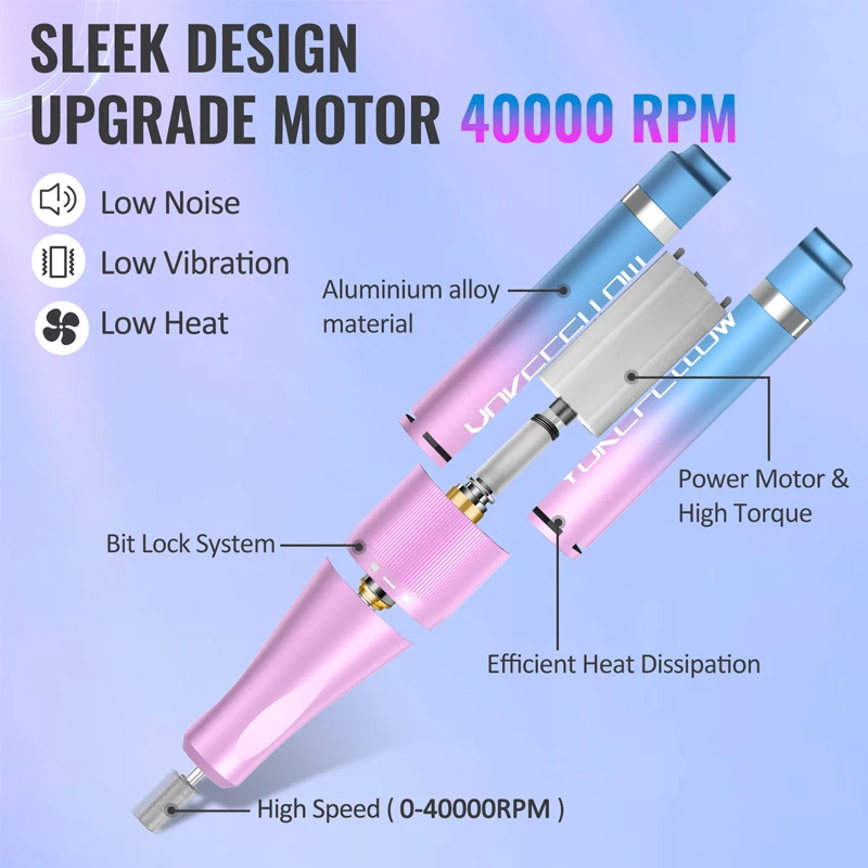 YOKEFELLOW 40000RPM Electric Nail Drill Machine With HD LCD Display Manicure Machine For Cutting Acrylic Nail Gel Polish Tools