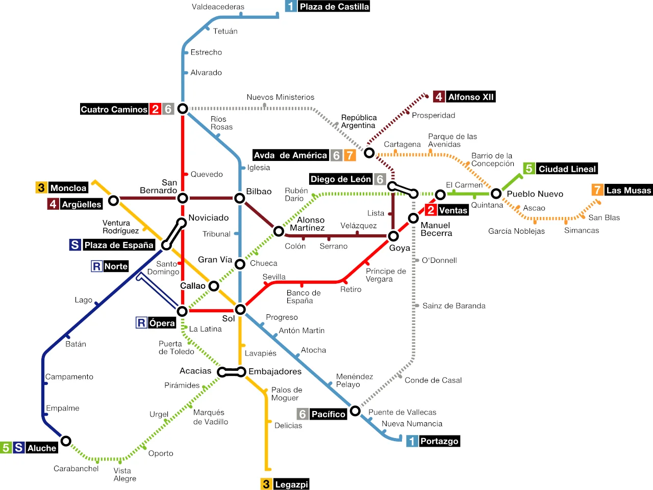 Madrid Spain Metro System Subway Diagram Map, Train, Railroad Style, Art Picture Print, Silk Poster, Home Wall Decor