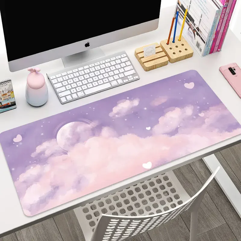 Cute  800x300x2mm Keyboard Carpet Large Desk Pad Non-slip Rubber Gamer Mouse Pad Laptop Kawaii Cartoon Scenery New