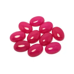 10pcs Oval Rose Red Cabochon Stones,10x14mm Polished Flat Back Stone,Earring Jewelry Necklace Making,Pendant Accessories