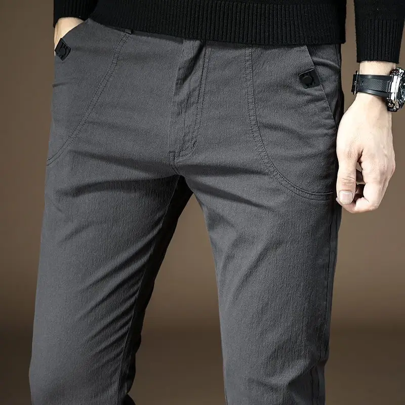 الربيع والخريف الرجال عارضة 2025 جديد كل مباراة السراويل الكورية فضفاضة مستقيمة