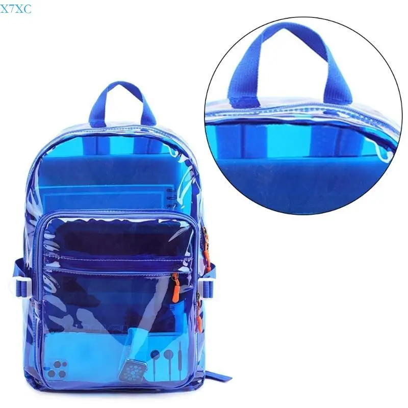 

X7XC Практичная школьная сумка ПВХ Прозрачные дорожные повседневные рюкзаки Рюкзак большой вместимости Функциональные рюкзаки
