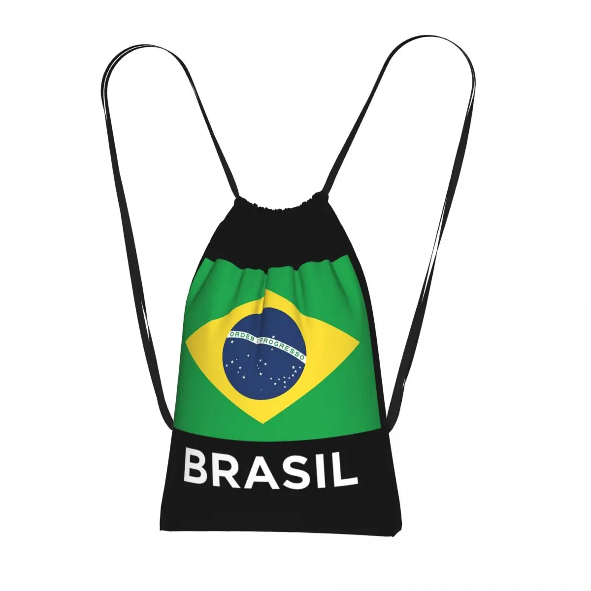 Brazil Soccer Team Football Brazilian Flag Drawstring Backpack hiking cycling Bag Portable Travel Drawstring Bag for Men Women