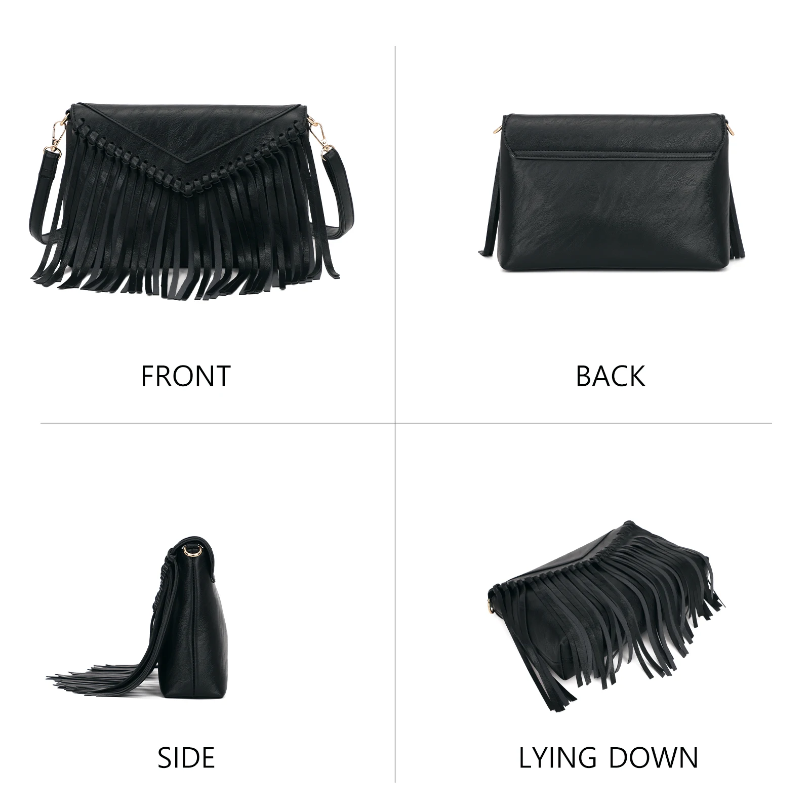 Vintage Shoulder Bag For Women PU Leather Luxury Clutch Designer Hobo Handbags Western Purse Fringe Messenger Bag