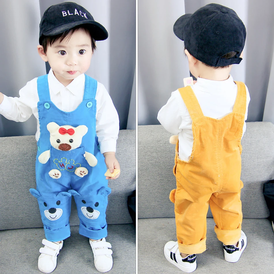 Baby Boys Denim Overalls Infants Bib Pants Jeans Cartoon Letter Clothes Girls Boys Long Jumpsuits Kids Suspenders Pants JYF