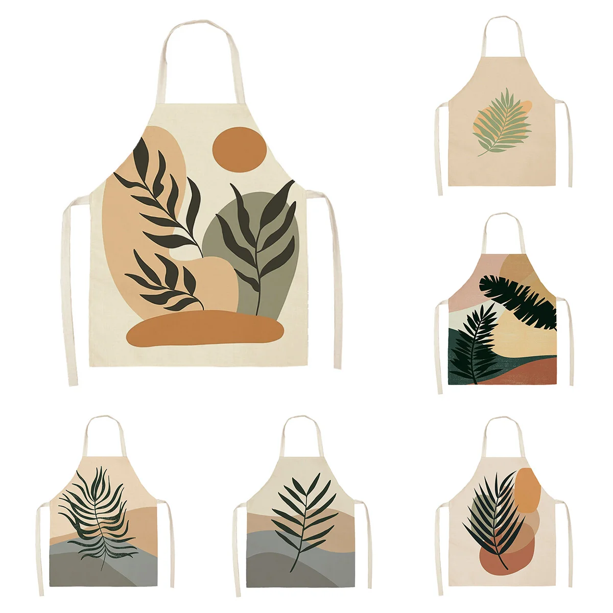 

Новинка 2023 года, цветная абстрактная иллюстрация Morandi, маслостойкий фартук для кухни, кафе для мужчин и женщин, взрослых, 55 x 68 см