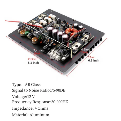Imagen 2 del producto AMPLIFICADOR DE POTENCIA para coche Mono de 12V MAX 1200W, placa amplificadora de Audio para Subwoofer de automóvil de alta potencia, accesorio de módulo de altavoz