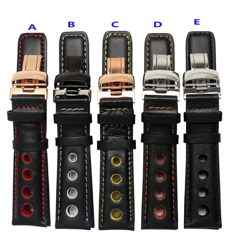 For Tissot racing series leather strap prs516 T91 1853 strap 20mm black orange thread with butterfly buckle